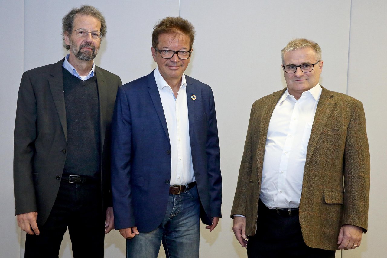 Wolfgang Renneberg (Experte für Reaktorsicherheit, INRAG), Umwelt-Landesrat Rudi Anschober, Kaspar Müller (Schweizer Ökonom)