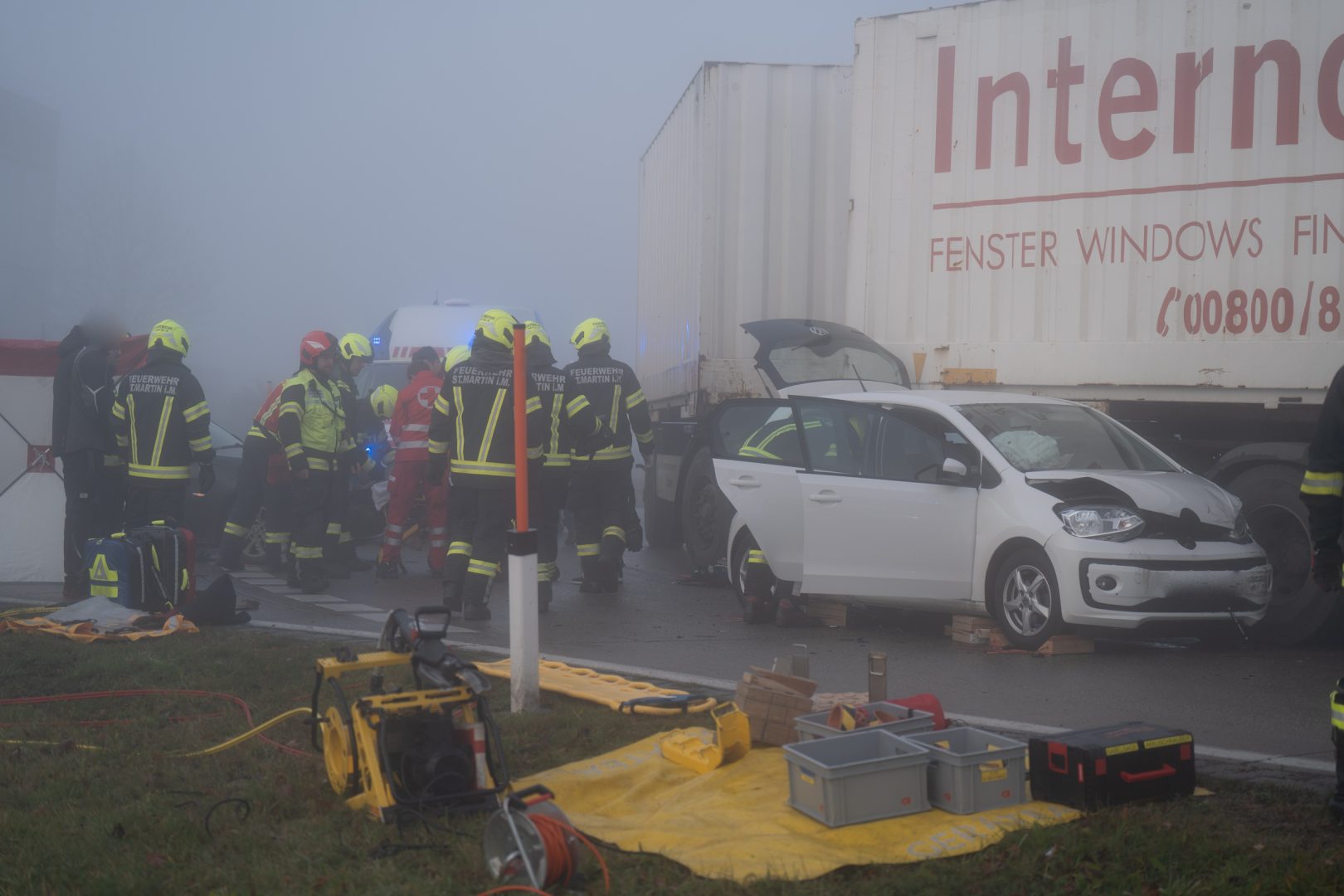 Unfall im dichten Nebel in St. Martin im Mühlkreis