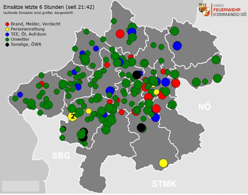Sturmfront durch OÖ gezogen