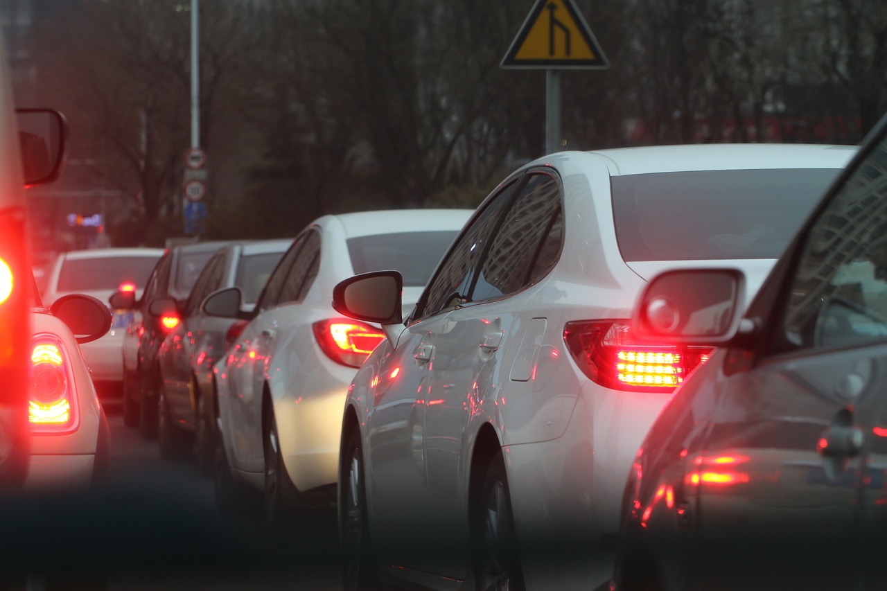 traffic jam, automotive, row