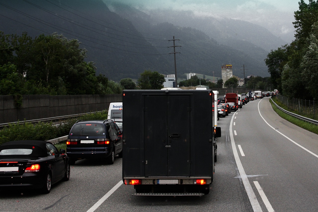 road, automobile, traffic jam