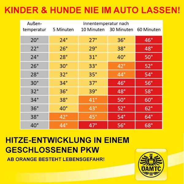 Hitze im Auto wird schnell lebensgefährlich